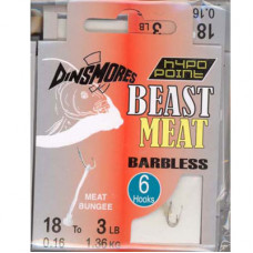 BEAST MEAT SIZE 18 BARBLESS RIG Pack of 6 DINSMORES