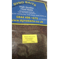 STRAWBERRY FLAVOUR FEEDER PELLETS ( 4mm ) ( DYNO BAITS ) 750g bag