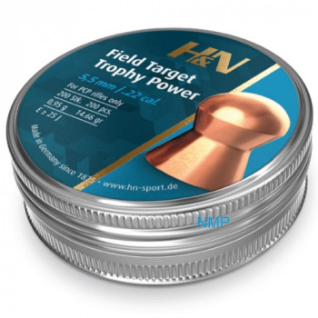 H&N Field Target Trophy Power Copper-Plated Domed Airgun Pellets .22 Calibre 5.50mm 14.66 Grains 200 pcs