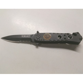 7 inch Lock Knive Action Tactical Rescue Knives P-530-SW-BK (S.W.A.T) Special Weapons and Tactics (Black)