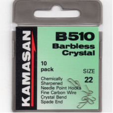 Kamasan B510 Barbless Crystal Spade end Hook Size 22